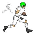 american football player running with the ball vector illustration sketch doodle hand drawn with black lines isolated on white ba Royalty Free Stock Photo