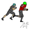 American football player running with the ball vector illustration sketch doodle hand drawn with black lines isolated on white ba Royalty Free Stock Photo