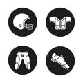 American football player`s uniform icons set Royalty Free Stock Photo