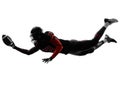 American football player scoring touchdown silhouette Royalty Free Stock Photo