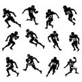 American Football Player Silhouette Set Royalty Free Stock Photo