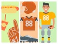 American football player and sport game icons vector cartoon style quarterback jumping success usa athlete