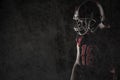 Composite image of american football player standing in helmet Royalty Free Stock Photo