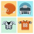 American football player uniform sport game icons vector cartoon style quarterback jumping success usa athlete