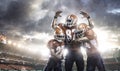 American football players in action on stadium Royalty Free Stock Photo