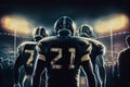 American football players enter the stadium field from the locker room. Generative AI, Generative, AI Royalty Free Stock Photo