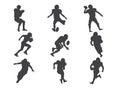 American football players silhouette vector, Rugby players symbol of several American football players in action illustration on a