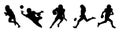 American Football Players Silhouettes Five Vector Royalty Free Stock Photo