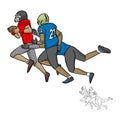 American football players tackling vector illustration sketch do