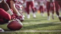 American football players in uniform ready for kickoff on the field Royalty Free Stock Photo