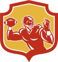 American Football Quarterback Shield Retro Royalty Free Stock Photo