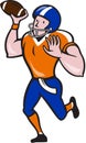 American Football Quarterback Throw Ball Cartoon