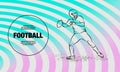 American football quarterback throws the ball. Vector outline of football player sport illustration. Royalty Free Stock Photo