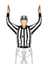 American football referee with both hands up as a touchdown vector Royalty Free Stock Photo