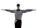 American football referee gestures silhouette Royalty Free Stock Photo