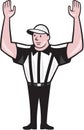 American Football Referee Touchdown Cartoon