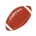 American football, rugby ball hand drawn grunge textured sketch, vector illustration on white background