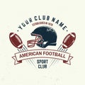 American football or rugby club badge. Vector. Concept for shirt, logo, print, stamp, tee, patch. Vintage typography