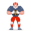 American football rugby player character aggressive sport isolated cartoon design vector illustration Royalty Free Stock Photo