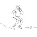 American Football Running Back Wide Receiver Quarterback or Tight End Running with Ball Continuous Line Drawing Royalty Free Stock Photo