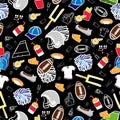 American football seamless pattern all about american football black Royalty Free Stock Photo