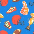 American Football Seamless Pattern, Sport Game Equipment Textile, Wallpaper, Wrapping Paper Design Cartoon Vector Royalty Free Stock Photo