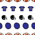 Football Helmet Blue Vector Seamless Pattern