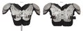 American football shoulder pads front and back view isolated on white