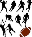 American football silhouettes set