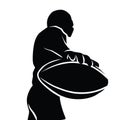 American Football Players Silhouettes , vector pack, various pose Royalty Free Stock Photo