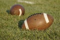 American Football Sitting In Natural Grass Field Royalty Free Stock Photo