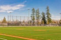 American football and soccer field and grass in sunny spring day Royalty Free Stock Photo