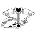 American football sport game cartoon in black and white Royalty Free Stock Photo