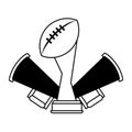 American football sport game cartoons in black and white