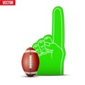 American football Sports Fan Foam Fingers and ball Royalty Free Stock Photo