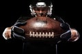 American football sportsman player isolated on black background