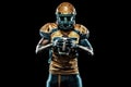 American football sportsman player isolated on black background