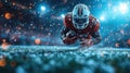 American football sportsman player on stadium running in action. Sport wallpaper Royalty Free Stock Photo