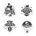 American football tailgate party vintage labels vector set Royalty Free Stock Photo