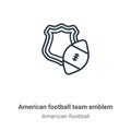 American football team emblem outline vector icon. Thin line black american football team emblem icon, flat vector simple element Royalty Free Stock Photo