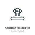 American football tee outline vector icon. Thin line black american football tee icon, flat vector simple element illustration Royalty Free Stock Photo