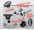 American football theme doddle on paper
