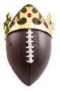 American football tournament winner, winning the championship and king of sports concept win a ball wearing a golden crown