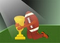 American football under spotlight Royalty Free Stock Photo