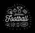 American football. Vector illustration in the style of thin lines with flat icons in black and white Royalty Free Stock Photo