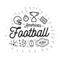American football. Vector illustration in the style of thin lines with flat icons in black and white Royalty Free Stock Photo