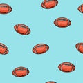 American football wallpaper design vector image. Repeating tile background of rugby balls seamless pattern texture