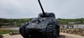 Slapton Sands TigerTank Between Start Point and Dartmouth lies Slapton Sands, a two-mile ribbon of sand with a precarious road run Royalty Free Stock Photo