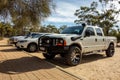 American Ford F250 XLT white pickup in outback in Western Australia Royalty Free Stock Photo
