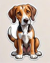 American foxhound hound dog portrait clipart cutout